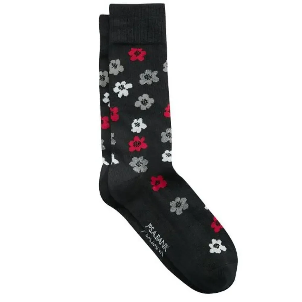 Jos. A. Bank Floral Mid-Calf Socks Charcoal